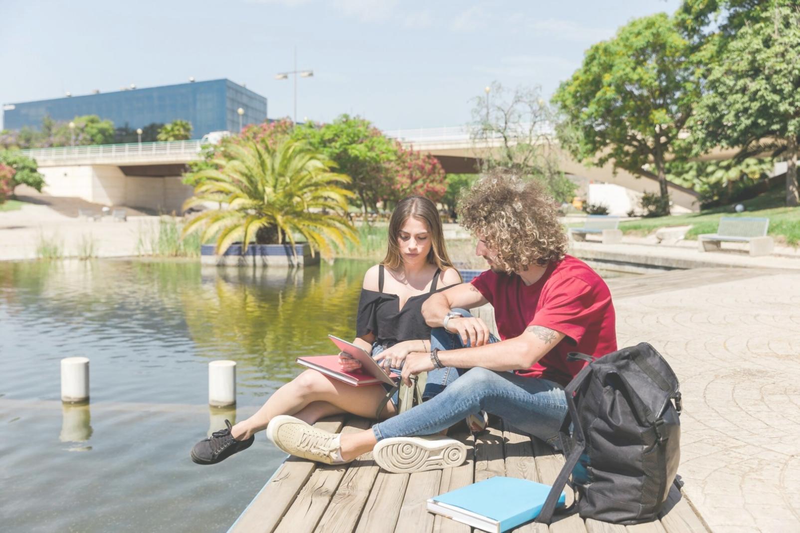 Early office setup with budget planning documents